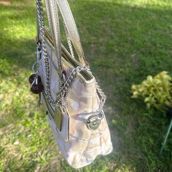 Y2K Coach Poppy Signature Logo Shoulder Bag Purse Handbag Tan RARE - Picture 5 of 16